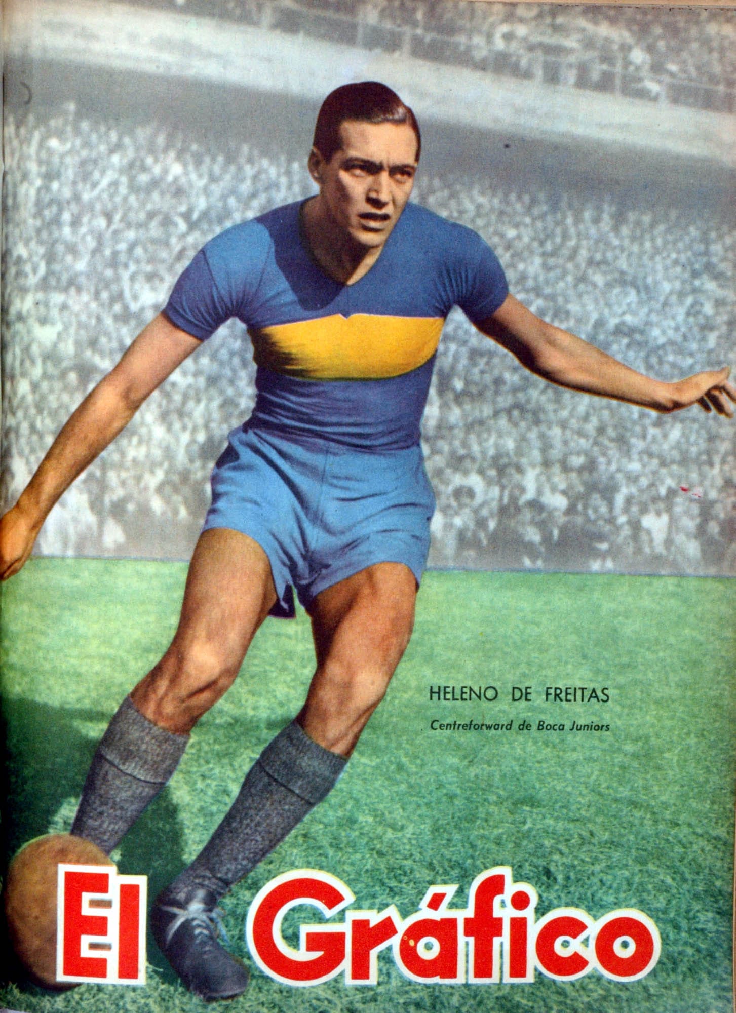 Heleno de Freitas (Boca) on the cover of El Grafico