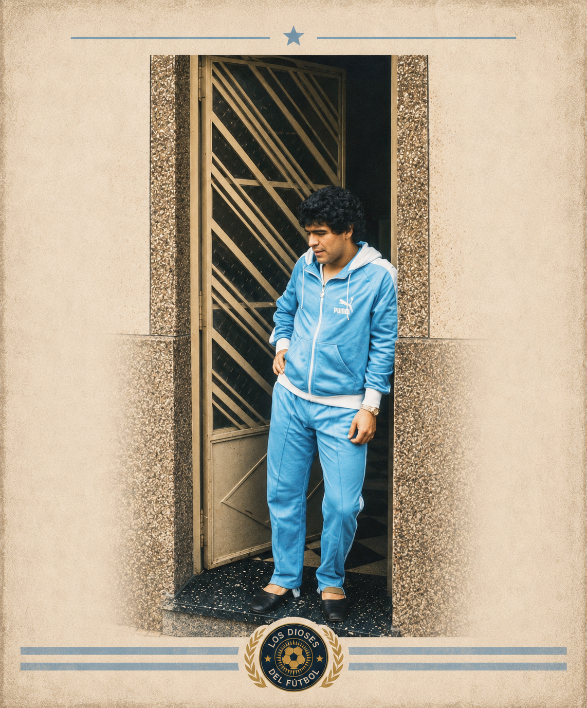 a sketch of Maradona in a tracksuit