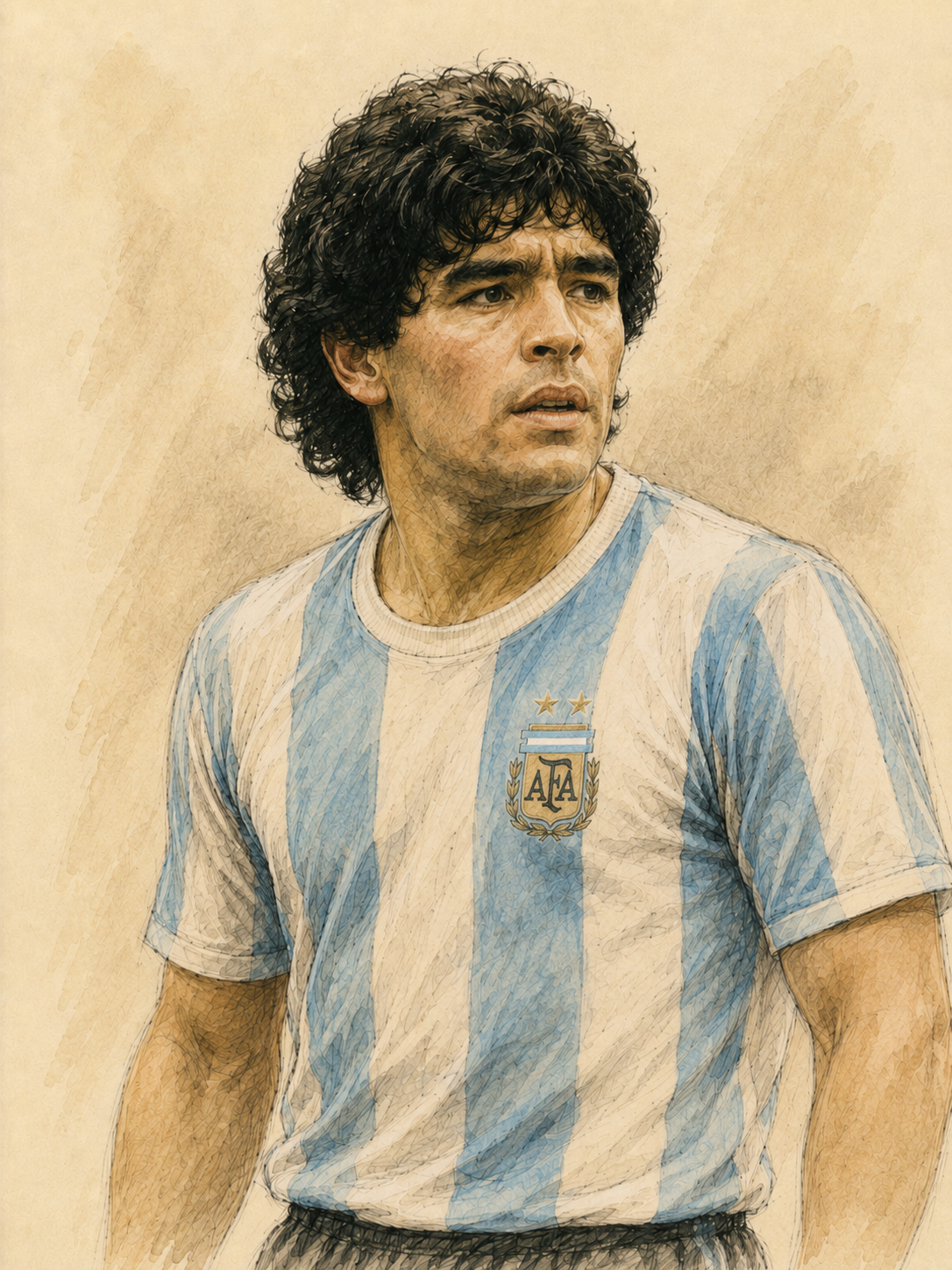 a sketch of Diego Maradona