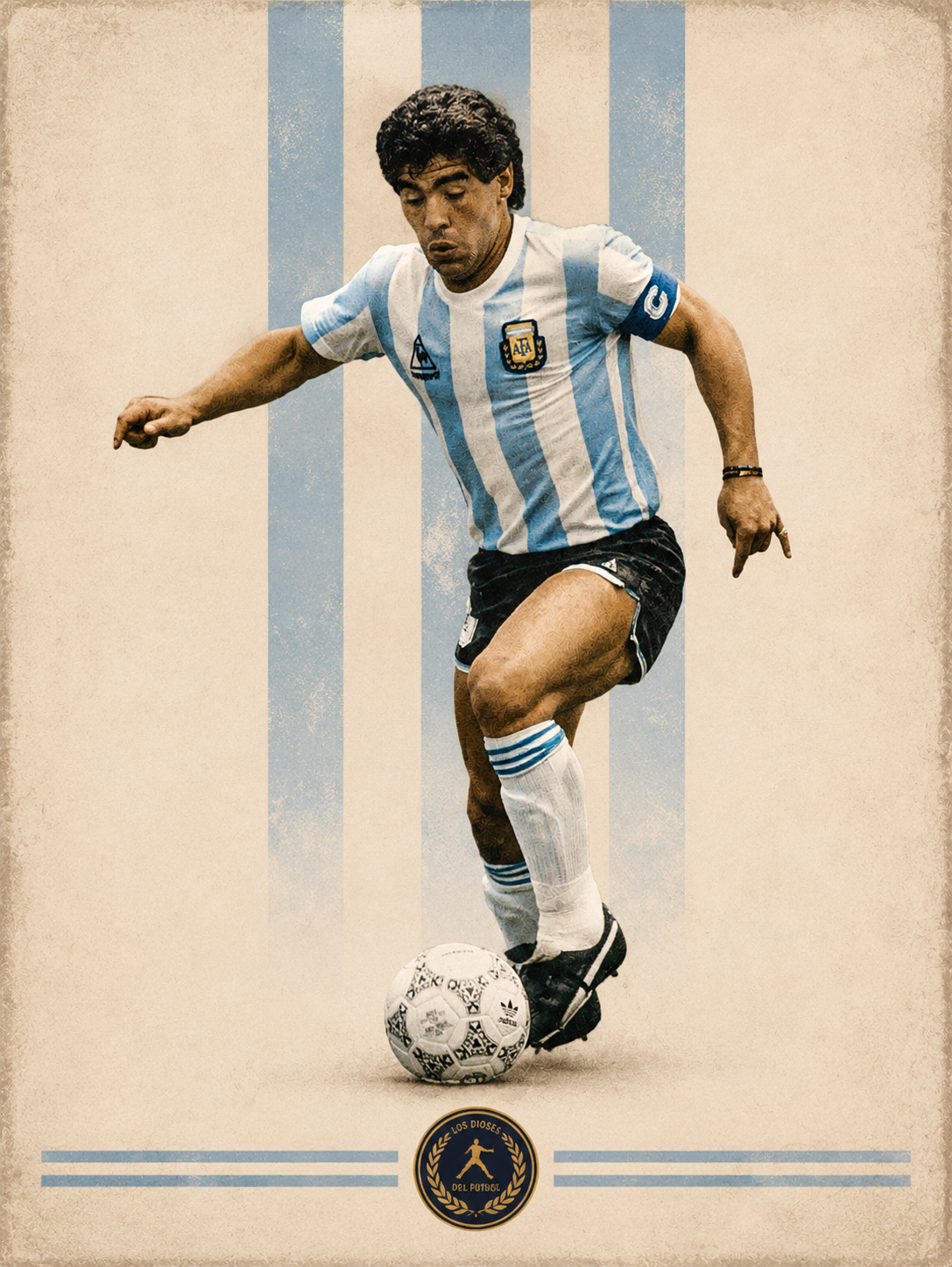 a sketch of Maradona playing for Argentina