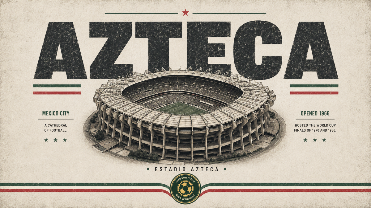 a graphic for the Azteca Stadium, Mexico